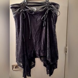 Killstar black and vinyl pentagram lace goth skirt